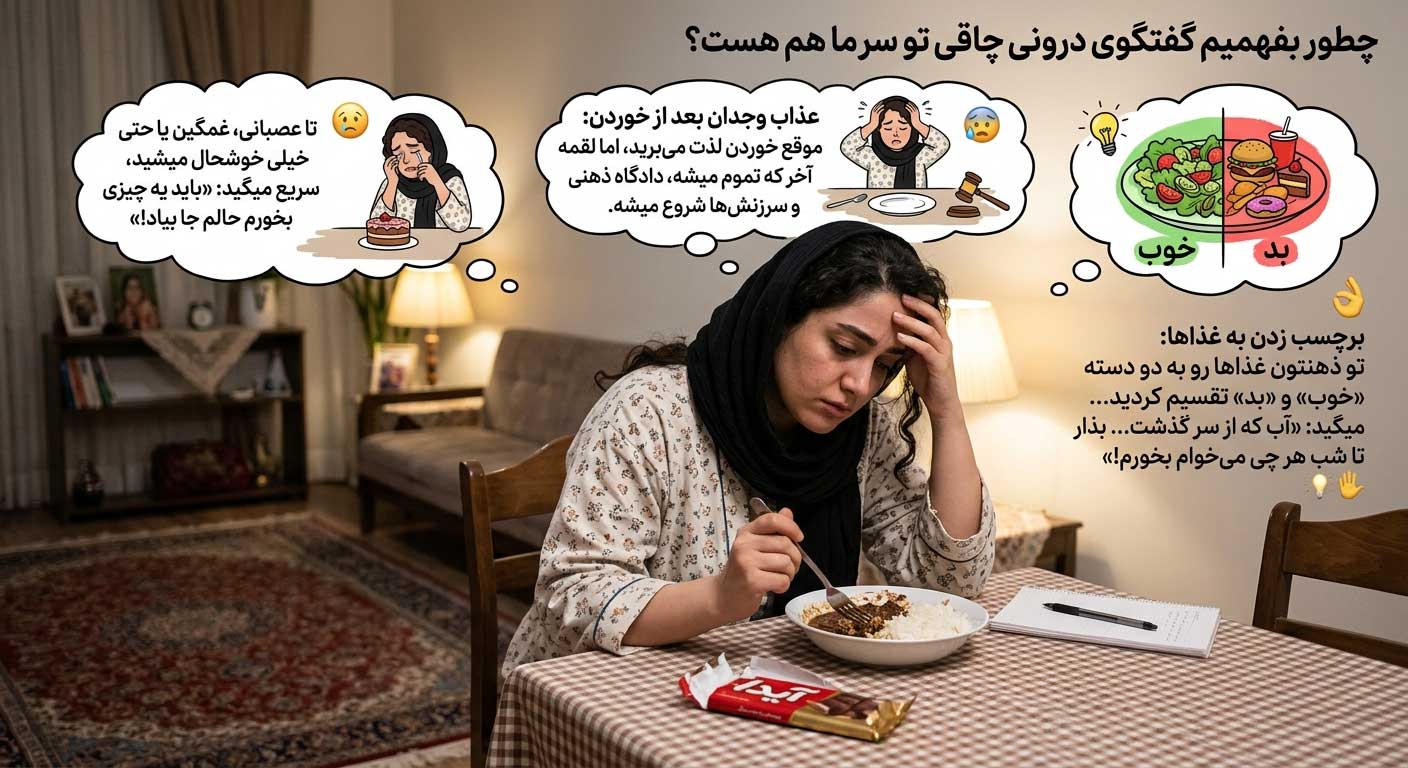  تاثیر آرامش مغز و اصلاح گفتگوی درونی بر انتخاب غذاهای سالم.