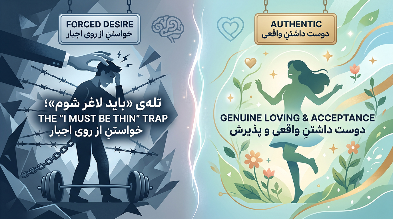 تفاوت باید لاغر شوم با دوست دارم متناسب باشم در انگیزه کاهش وزن